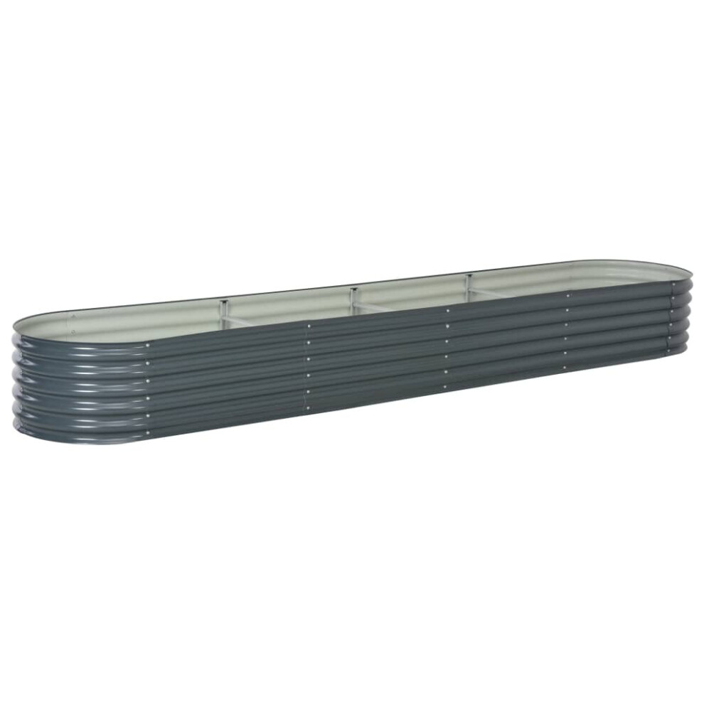 vidaXL Garden Raised Bed 400x80x44cm Galvanised Steel Grey Flower Pot Planter