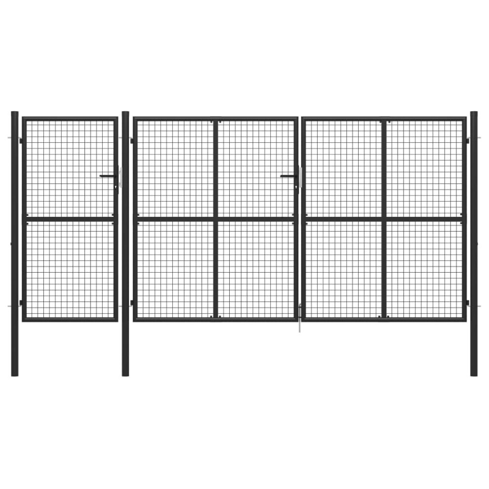 Vidaxl Garden Gate Steel 400X150cm Anthracite Fencing Doors Garden Entrance 8718475736110