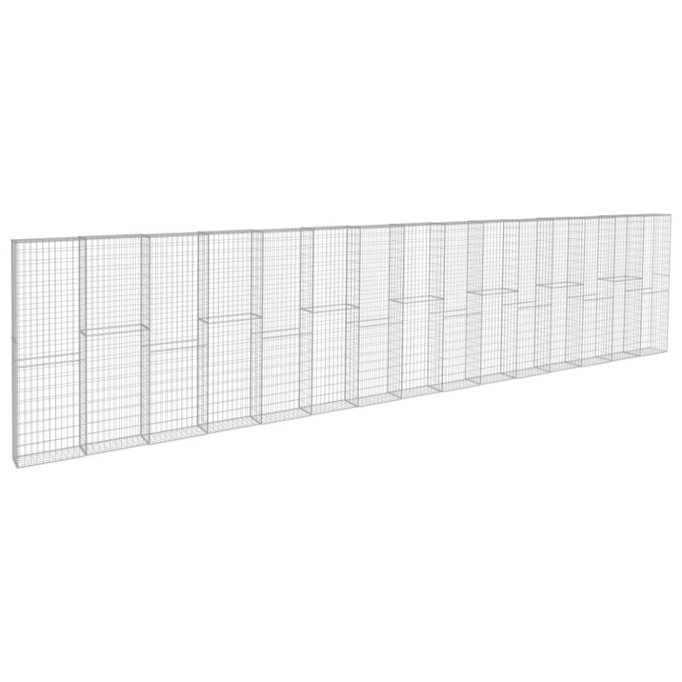 vidaXL Gabion Wall with Covers Galvanised Steel 900x50xcm Patio Panel Basket