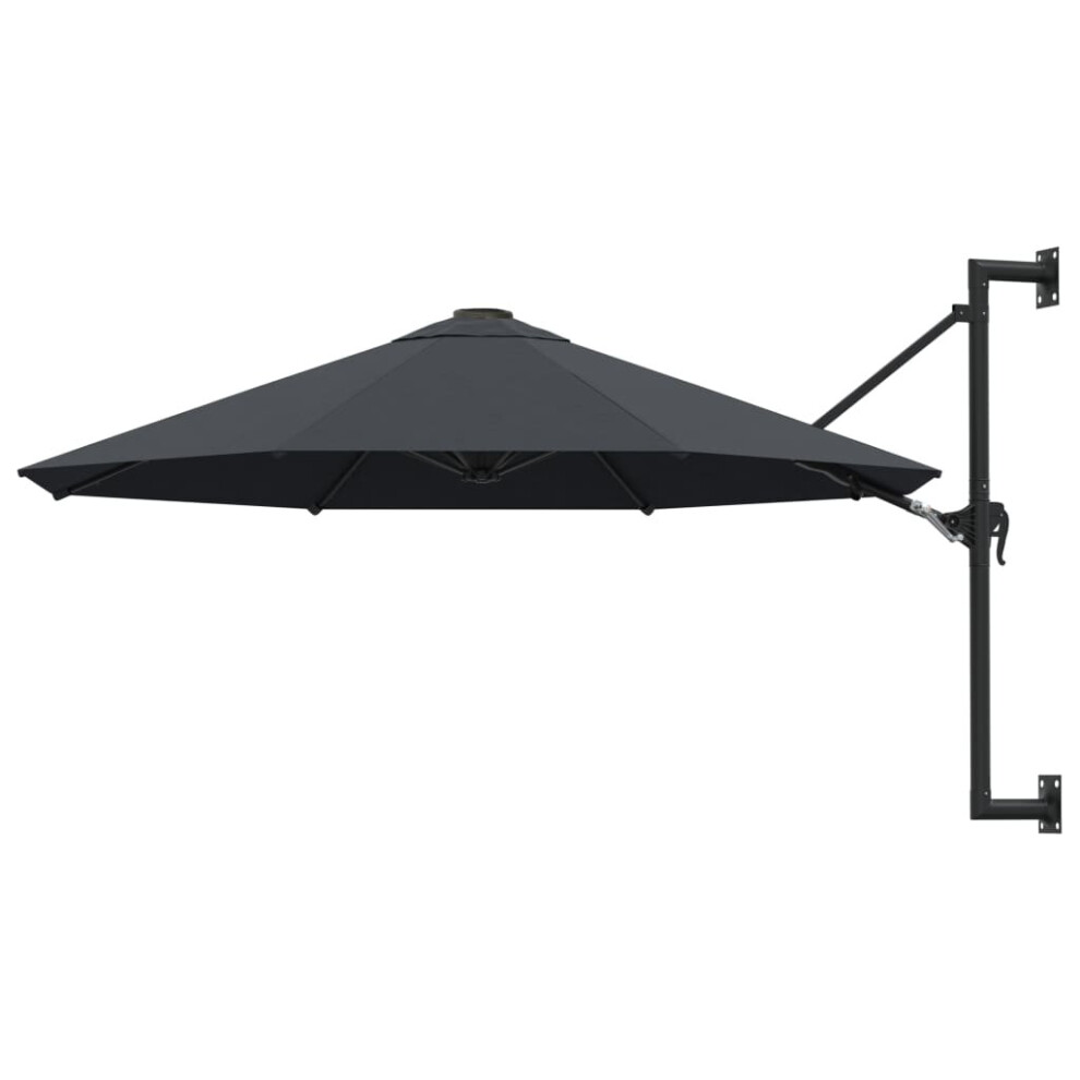 vidaXL Wall-Mounted Parasol with Metal Pole 300cm Anthracite Outdoor Umbrella