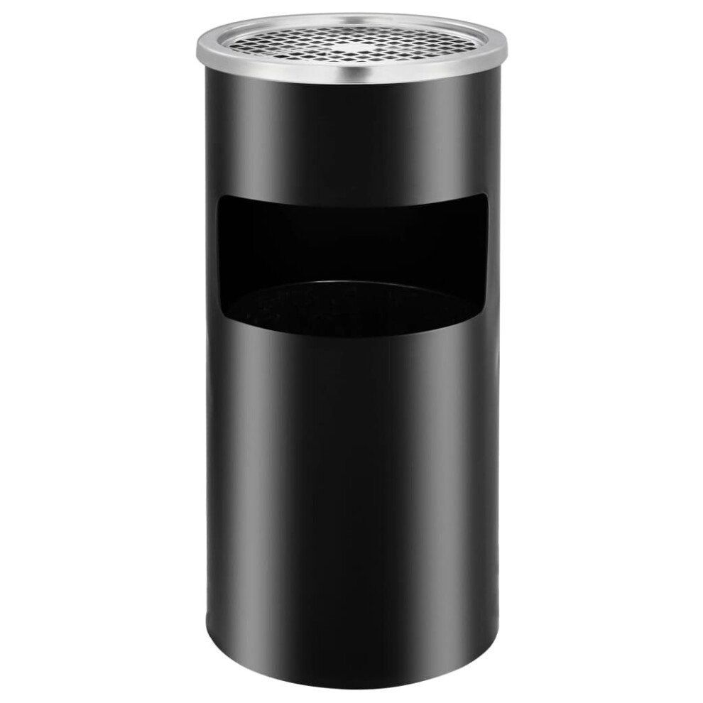 vidaXL Wall Ashtray Dustbin Removable Stainless Steel 26L Black Waste Can