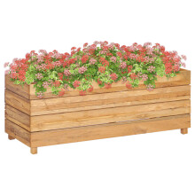 vidaXL højbed 100x40x38 cm genbrugt teak og stål
