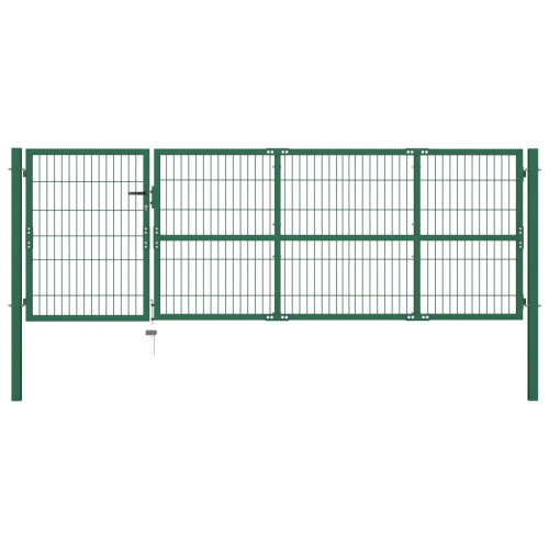 vidaXL Gartentor mit Pfosten 350x100 cm Stahl Grün