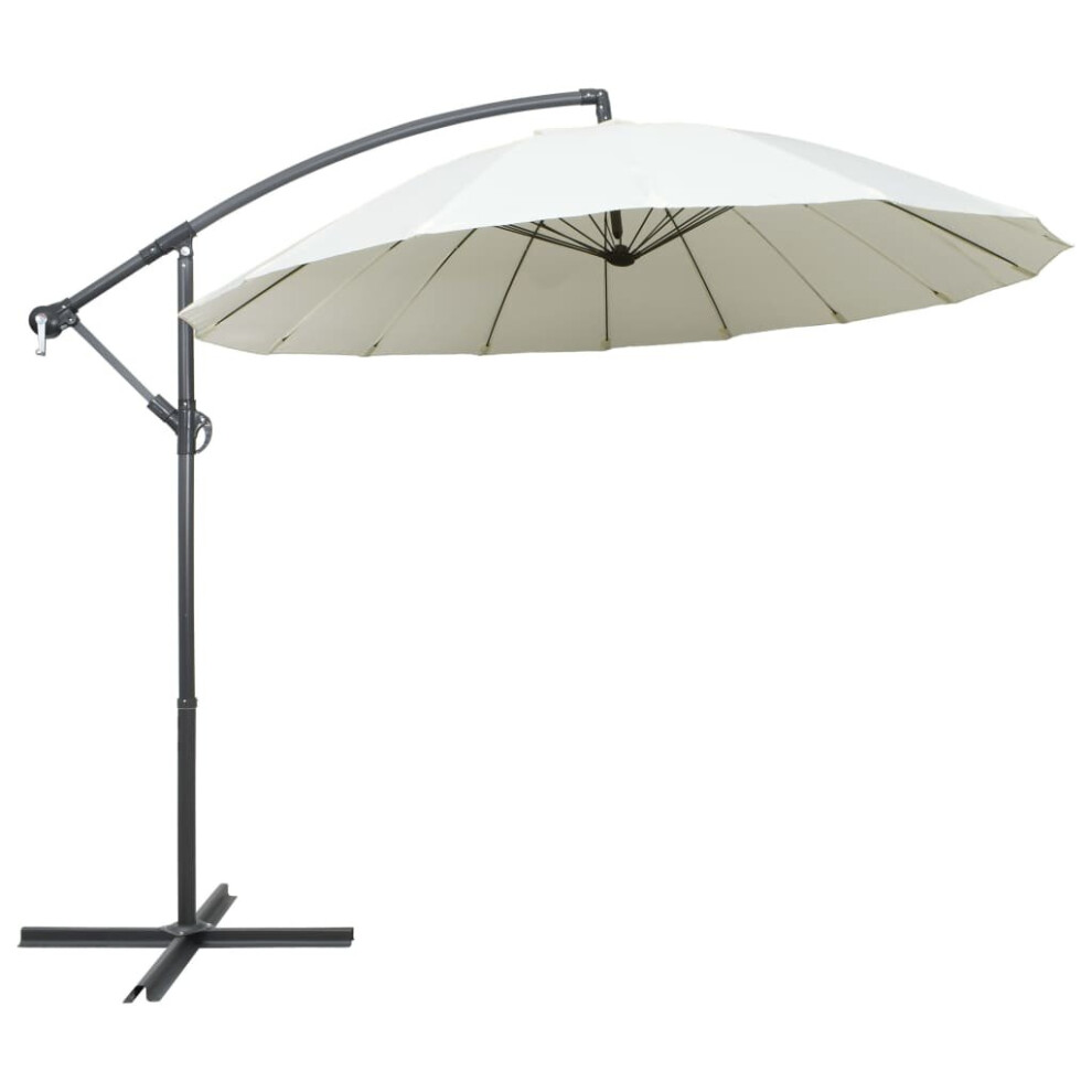 vidaXL Hanging Parasol White Aluminium Pole Outdoor Umbrella Sunshade Canopy