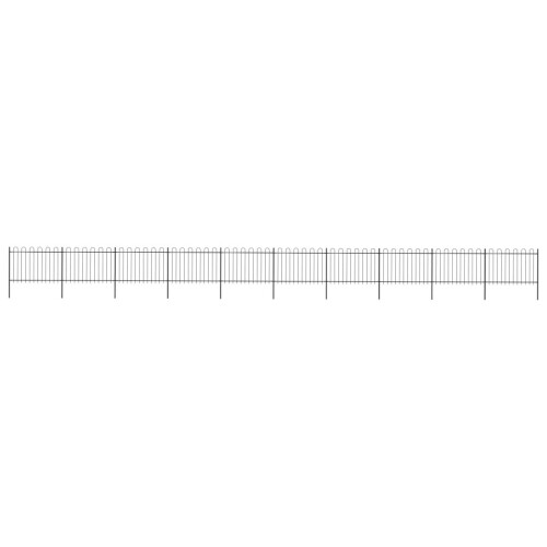 vidaXL Gartenzaun mit Rundbogen Stahl 1673 x 120 cm Schwarz