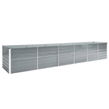 vidaXL Garden Raised Bed Galvanised Steel 480x77cm Grey Outdoor Raised Bed Pot