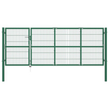 vidaXL Gartentor mit Pfosten 350x120 cm Stahl Grün