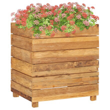 vidaXL højbed 50x40x55 cm genbrugt teak og stål