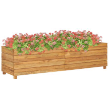 vidaXL højbed 150x40x38 cm genbrugt teak og stål