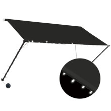 vidaXL Retractable Awning with LED 250cm Anthracite Outdoor Patio Sun Screens