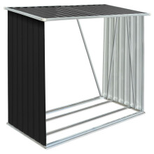 vidaXL Garden Log Storage Shed Galvanised Steel 163x83x154cm Anthracite Cabin