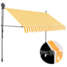 vidaXL manuel udtrækkelig markise med LED-lys 300 cm hvid og orange