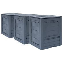 vidaXL 3x Garden Composters Grey 780L Compost Bin Trash Can Fertiliser Box