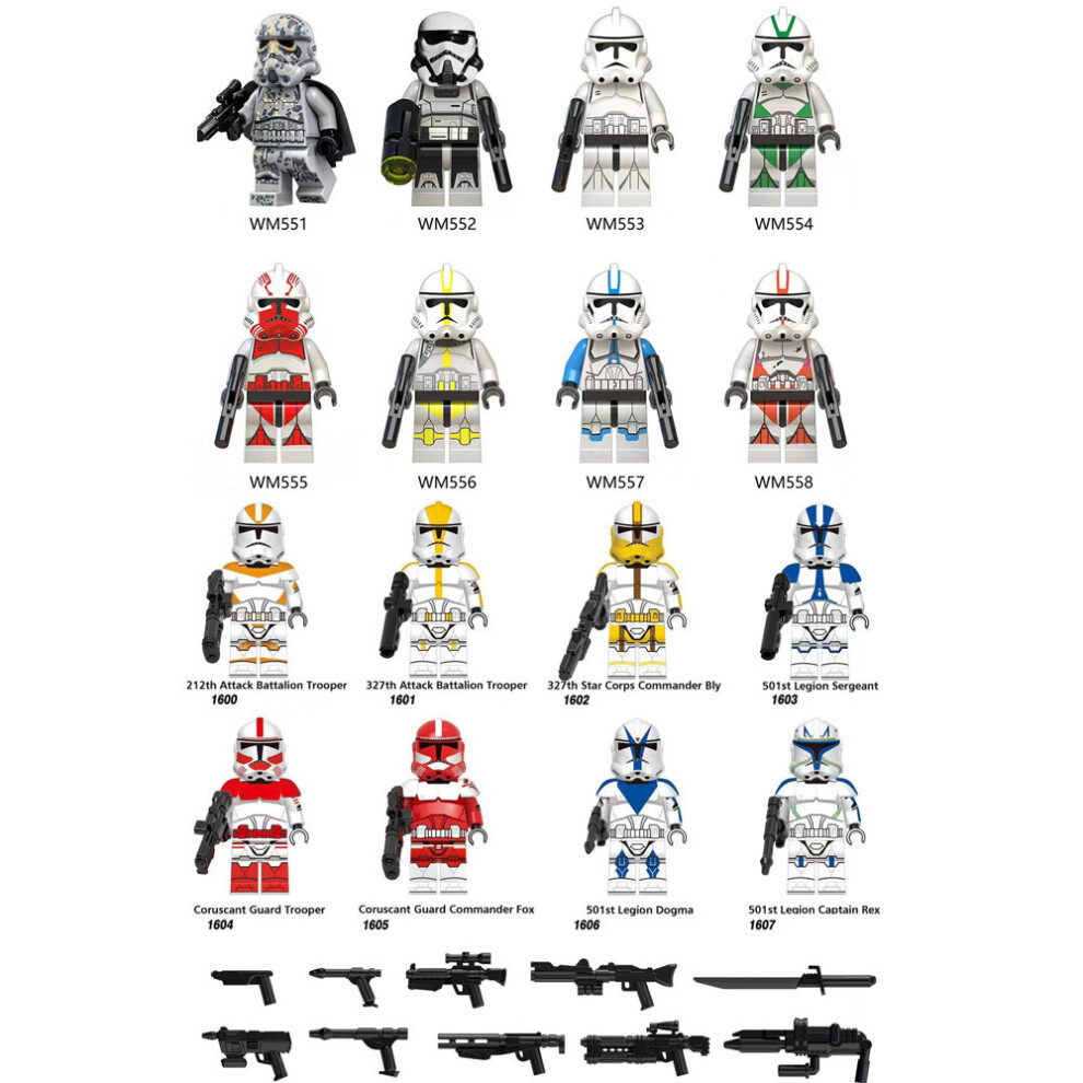 (Style C 16pcs) Star Wars Clone Troopers Minifigures Kid Toys Gift