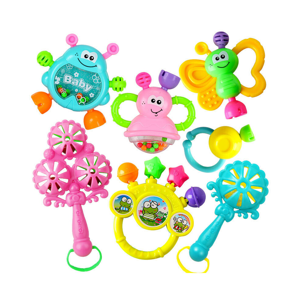 Veishet Newborn Rattle Set Baby Early Education Handbell Fancy Musical Toys 7Pcs