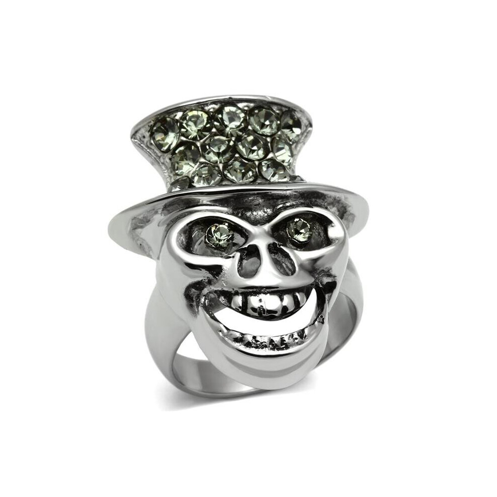 Alamode TK605-10 High Polished No Plating Stainless Steel Ring with Top Grade Crystal, Black Diamond - Size 10-image-OPC-PBD59MH-NEW