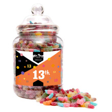 (Large Jar 1700gm) Happy 13th Birthday Sweet Gift Jar Fizzy Tangy Mix
