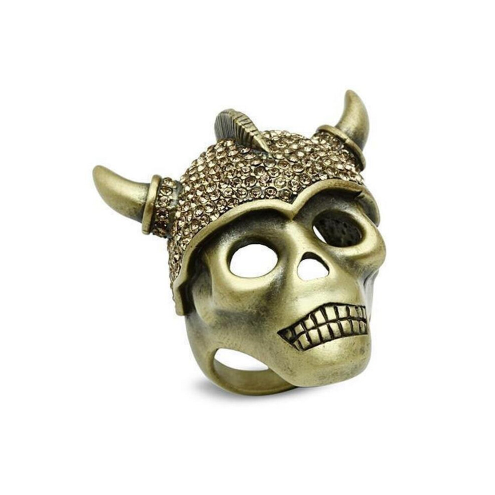 Photos - Ring Alamode 3W019-10 Antique Copper White Metal with Top Grade Crystal, Citrine Yellow - Size 10