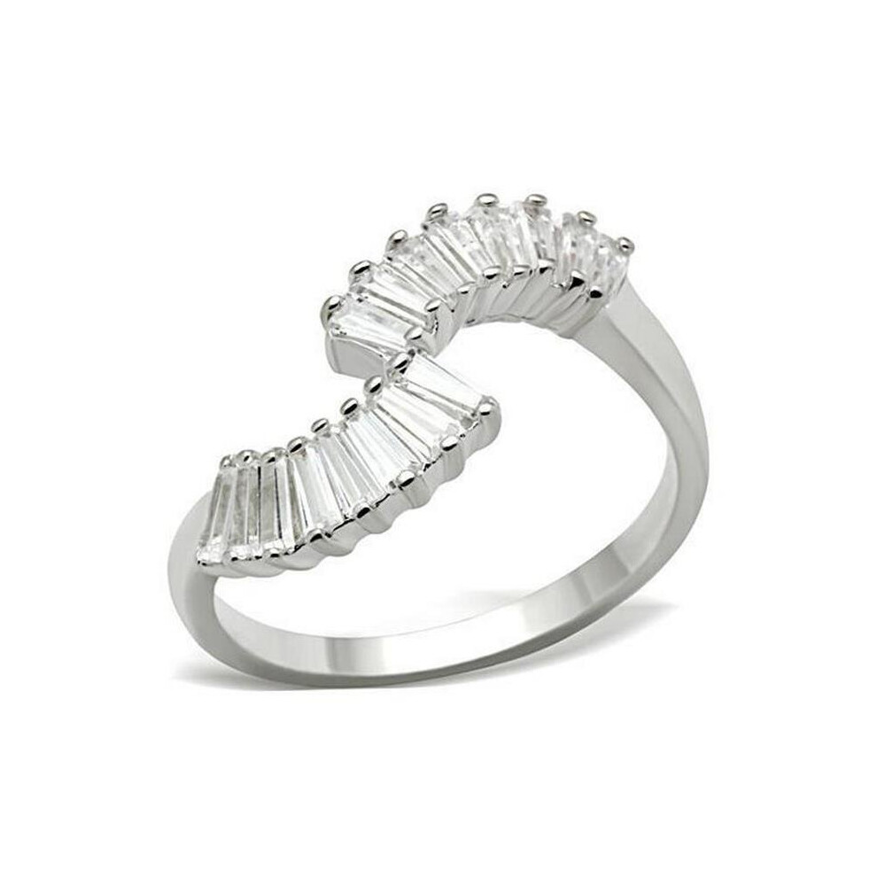 Photos - Ring Alamode SS047-8 Silver 925 Sterling Silver  with AAA Grade CZ, Clear - Size 8