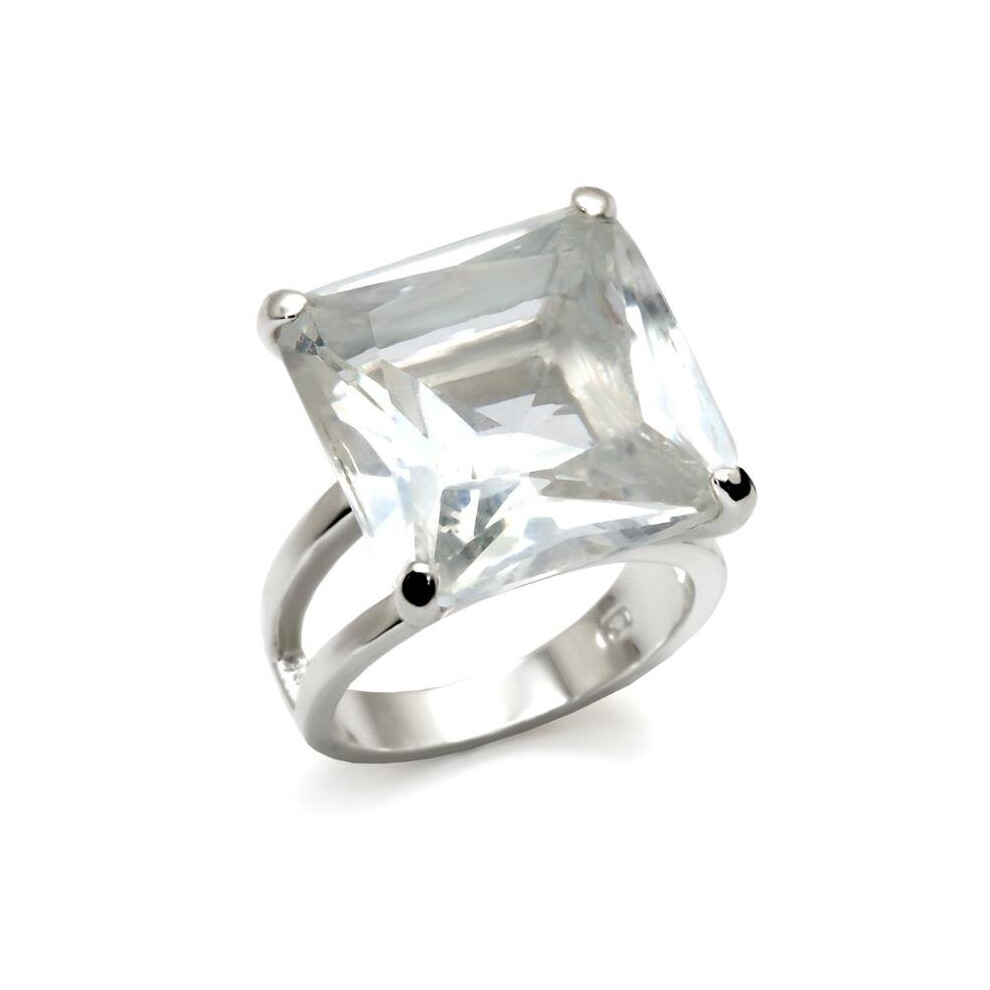 Photos - Ring Alamode 9X026-6 High-Polished 925 Sterling Silver  with AAA Grade CZ, Clear - Size 6