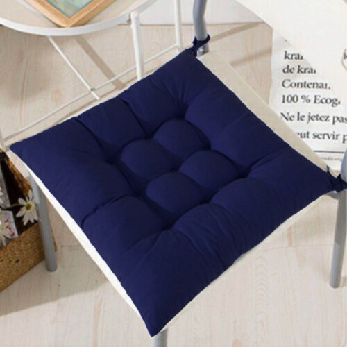 (Dark Blue, Set of 4) Seat Pads Chair Pad for Dining Garden Chair Plain