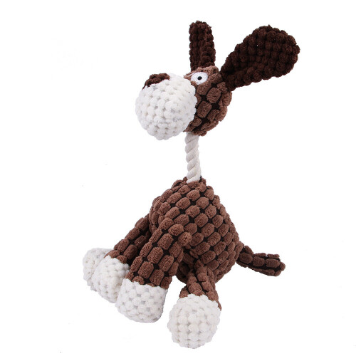 (Brown) Dog vocal toy Teething training Teddy Shiba Inu type interactive pet corn kernel donkey 1