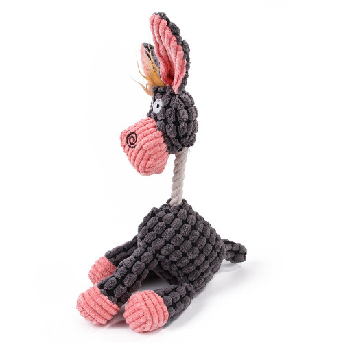 (Pink) Dog vocal toy Teething training Teddy Shiba Inu type interactive pet corn kernel donkey 1