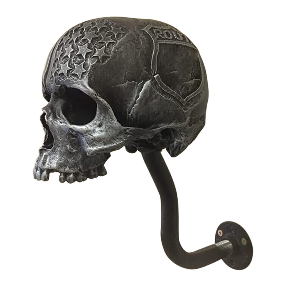 ( A) Skull Shape Helmet Stand Resin Hats Key Motorcycle Helmet Holder for Home