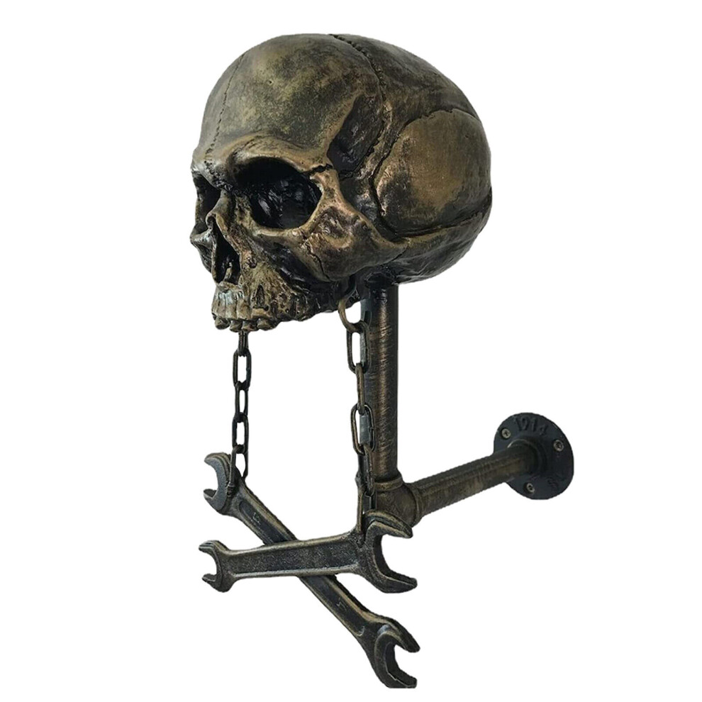 ( C) Skull Shape Helmet Stand Resin Hats Key Motorcycle Helmet Holder for Home