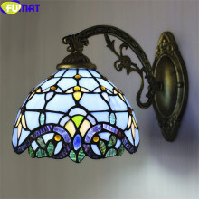 (1) Tiffany Retro Mermaid Wall Lamps Stained Glass Baroque Asile Stair Wall Mounted Art Decor Sconce Bedside Bedroom