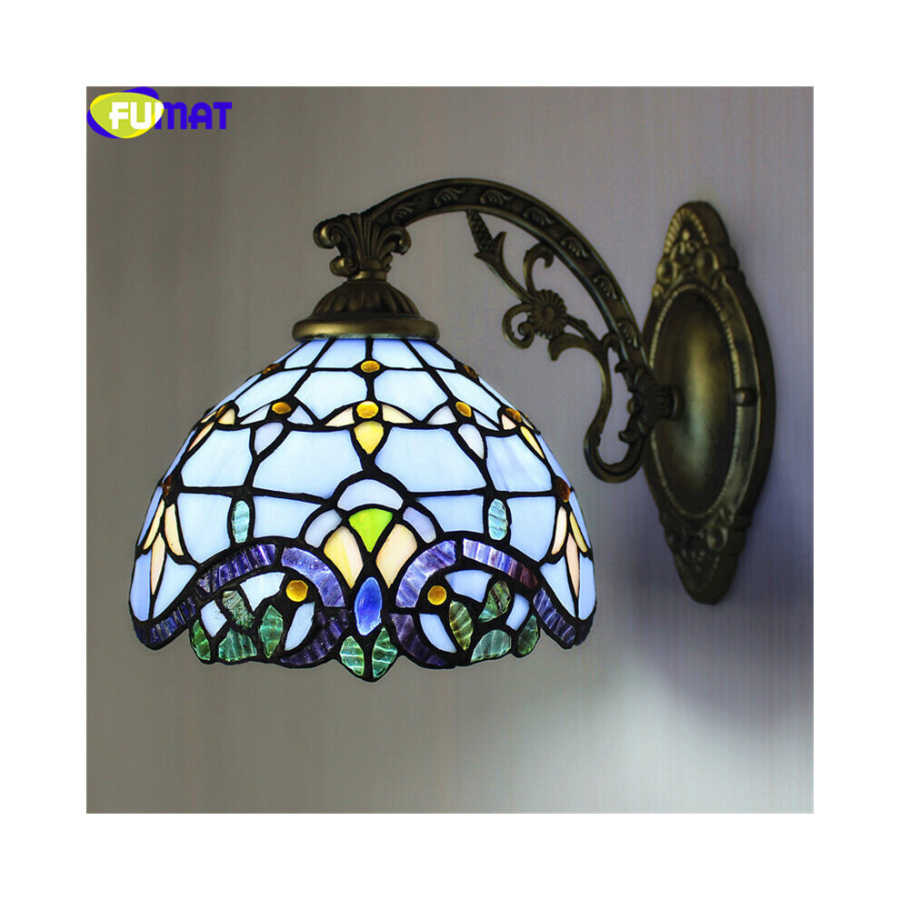 (1) Tiffany Retro Mermaid Wall Lamps Stained Glass Baroque Asile Stair Wall Mounted Art Decor Sconce Bedside Bedroom