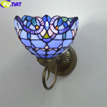 (2) Tiffany Retro Mermaid Wall Lamps Stained Glass Baroque Asile Stair Wall Mounted Art Decor Sconce Bedside Bedroom