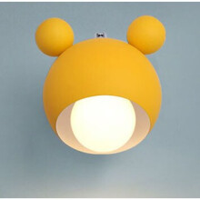 (Yellow) Modern Wall Lamp Colorful Iron Mickey Wall Lamps For Living Room Bedroom Baby Room Decor Nordic Home Bedside Wall Light Fixtures