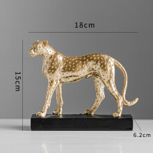 ( B) Resin Cheetah Statue Animal Decorative Figurines Simulation Golden Leopard Home
