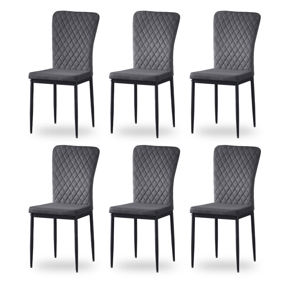 (Grey, 6) Light Luxury Dinning Chair Office Backrest Bedroom