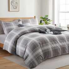 (Check, Single) Duvet Cover Set Reversible Floral Bedding Sets