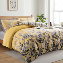 (Ochre Blossom, Single) Duvet Cover Set Reversible Floral Bedding Sets
