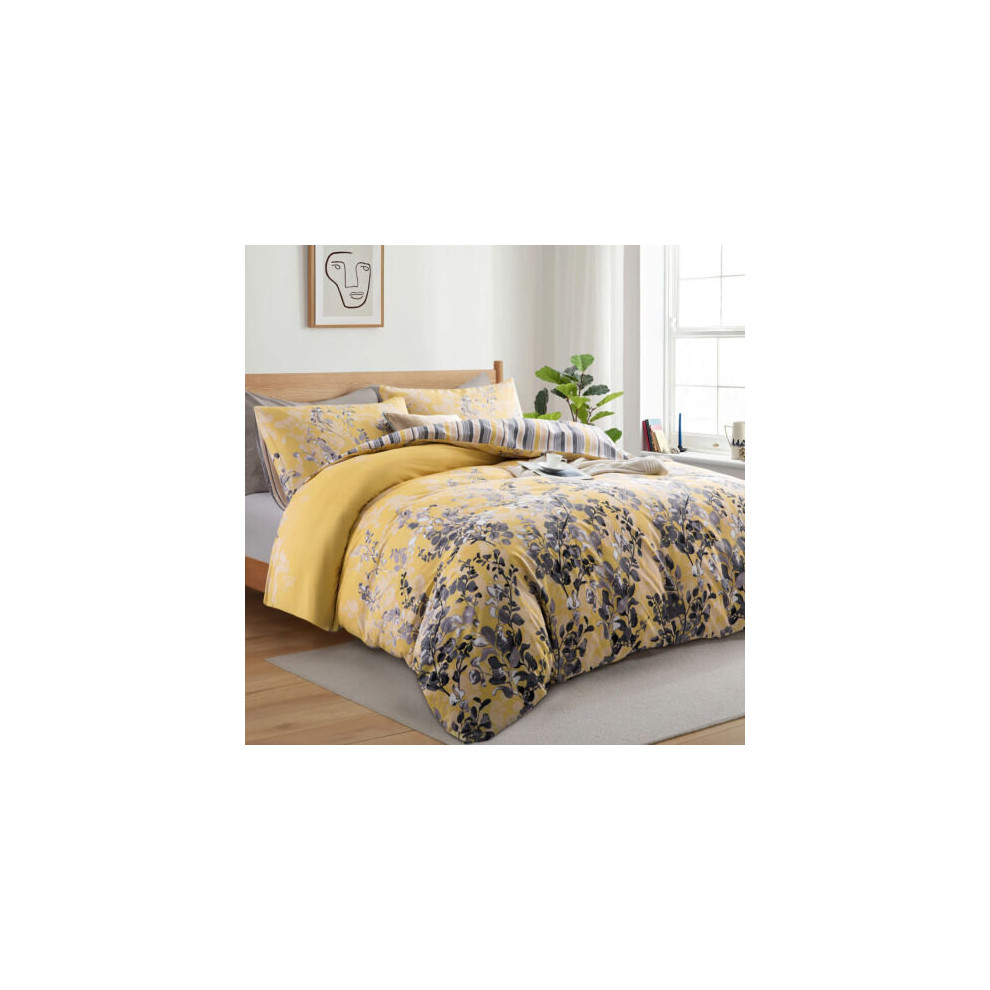 (Ochre Blossom, Double) Printed Duvet Cover Floral Quilt Covers Reversible Bedding Set Wrinkle & Fade Resistant Soft Anti-Allergy Easy Care