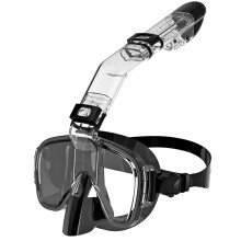 (S/M, Black) Diving Masks Foldable Anti-Fog Snorkel Mask Set with Full Dry Top System for Free
