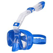 (S/M, Sky Blue) Diving Masks Foldable Anti-Fog Snorkel Mask Set with Full Dry Top System for Free