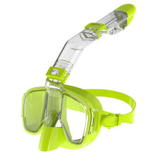 (L/XL, Light Green) Diving Masks Foldable Anti-Fog Snorkel Mask Set with Full Dry Top System for Free