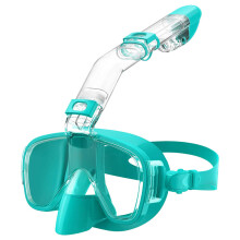 (L/XL, Lake Green) Diving Masks Foldable Anti-Fog Snorkel Mask Set with Full Dry Top System for Free