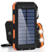 (Orange) 30000mAh Solar Power Bank Dual USB Battery Charger