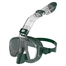 (S/M, ArmyGreen) Diving Masks Foldable Anti-Fog Snorkel Mask Set with Full Dry Top System for Free