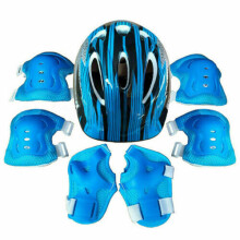 (Light blue) Kids Safety Helmet Boys Girls Skateboard Cycling Bike Knee Elbow Pads 7In Set UK