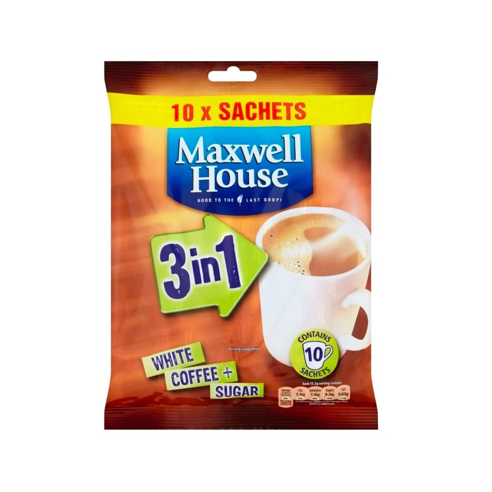 (Pack Of 7) Maxwell House 3 in1 White Coffee Sugar x10 Sachets