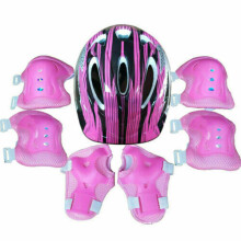 (Rose Red#1) Kids Safety Helmet Boys Girls Skateboard Cycling Bike Knee Elbow Pads 7In Set UK