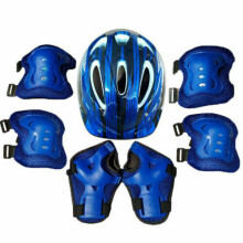 (Navy blue) Kids Safety Helmet Boys Girls Skateboard Cycling Bike Knee Elbow Pads 7In Set UK