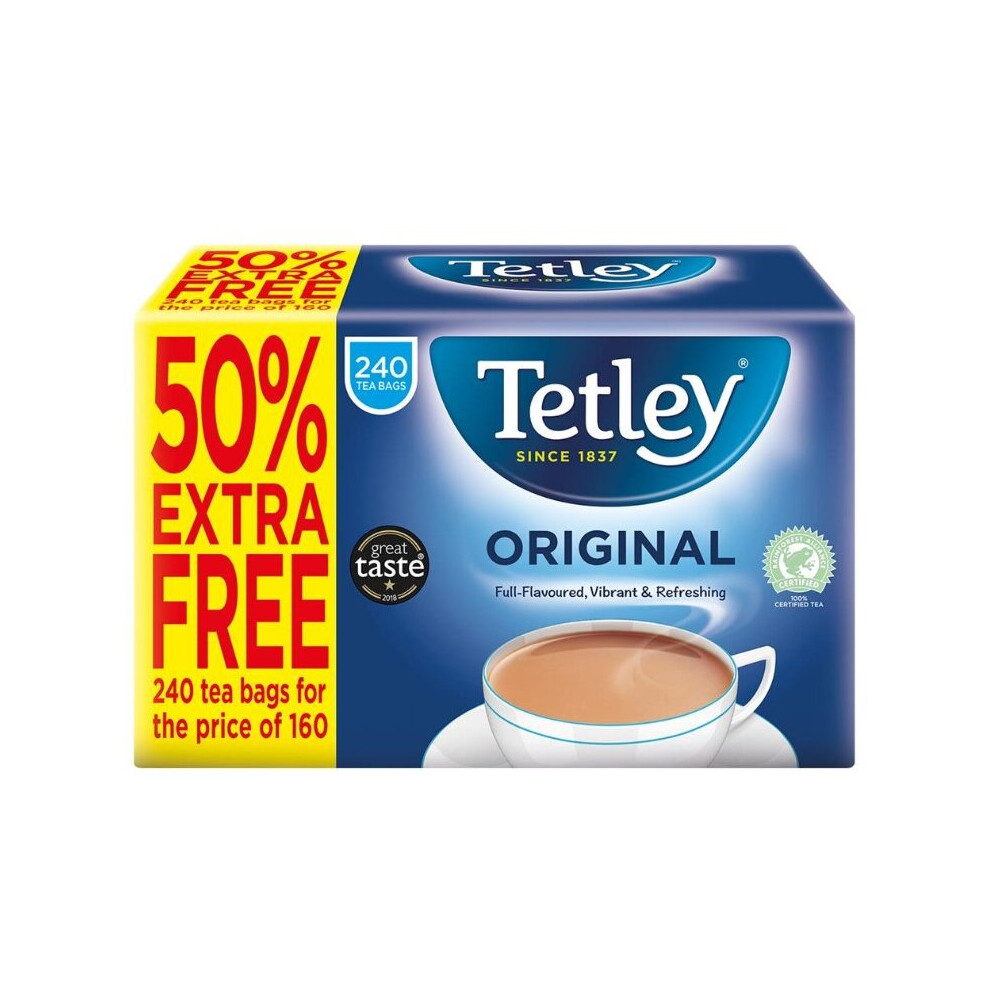 Tetley Original 240 Tea Bags (50% Extra Free) Delicious And Nutritious