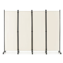 172cm Tall Rolling Privacy Screen 4 Panel Room Divider on Wheels White
